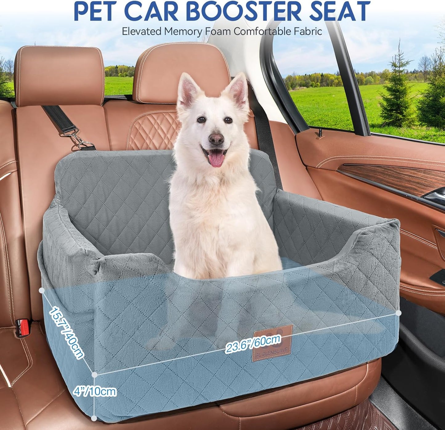 Dog Car Seat for Medium/Large Dogs, Dog Booster Seat for Pet Under 50lbs or 2 Small, Detachable and Washable Pet Car Seat,Multi-Functional Pet Travel Bed for Backseat(Grey)
