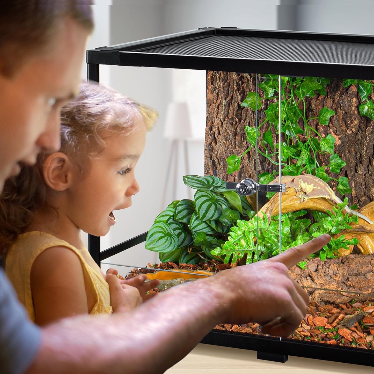 67 Gallon Reptile Tank, Glass Reptiles Terrarium 48" x 18" x 18", Sliding Door, Top Ventilation, Cable Pass, Humidify Hole, Large Reptile Cage Habitat for Bearded Dragon, Lizard, Snake, Gecko