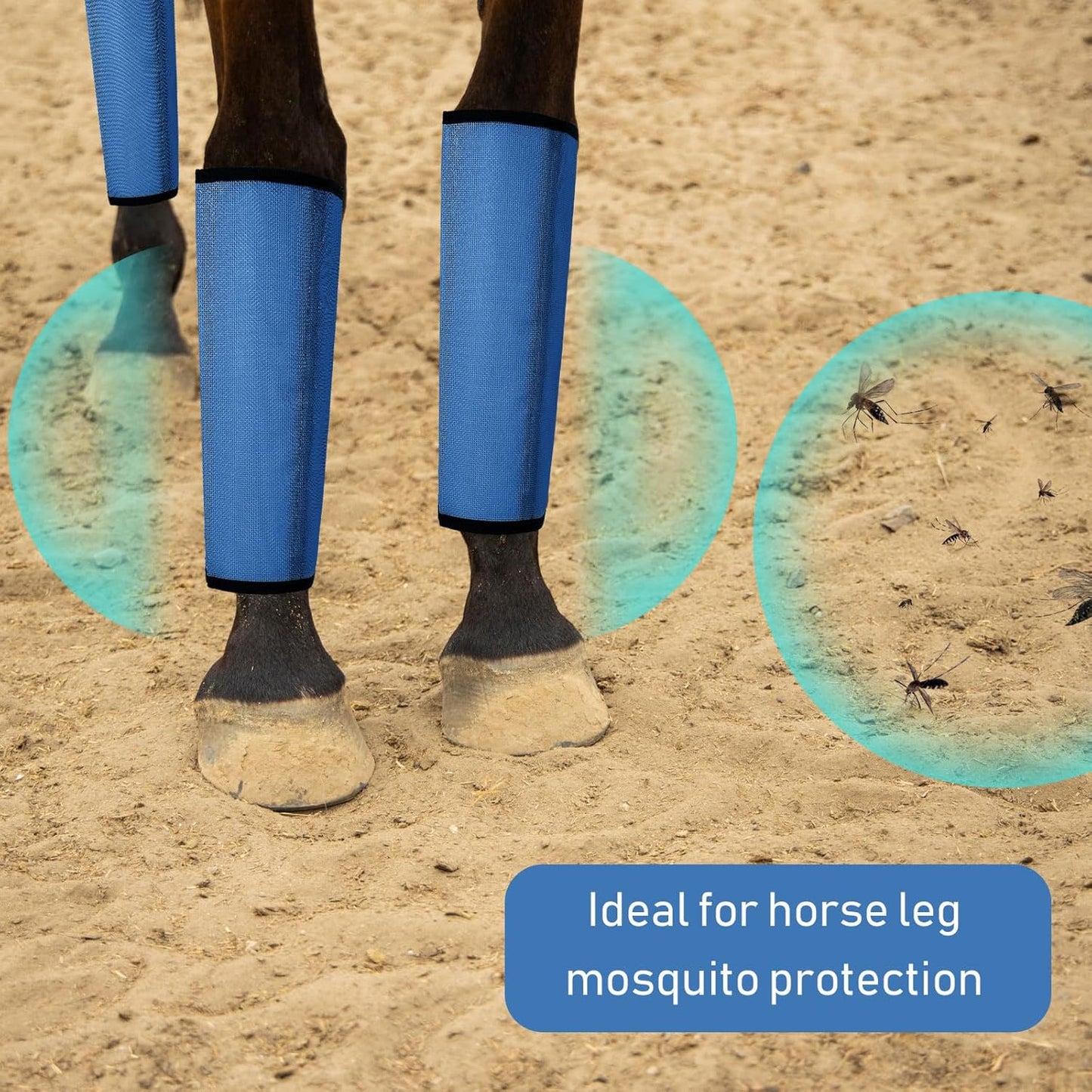 Jexine 12 Fly Boots for Horse Set of 12 Loose Breathable Mesh Horse Fly Sheets Protective Horse Leg Wraps Leggings for Preventing Flies and Mosquitoes Bites(Blue)