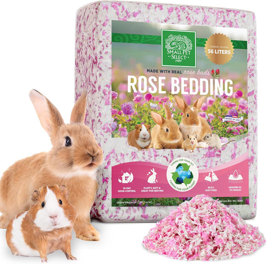 Small Pet Select - Natural Paper Bedding with Real Rose Petals. Rabbits, Guinea Pigs, and Other Small Animals, 56L