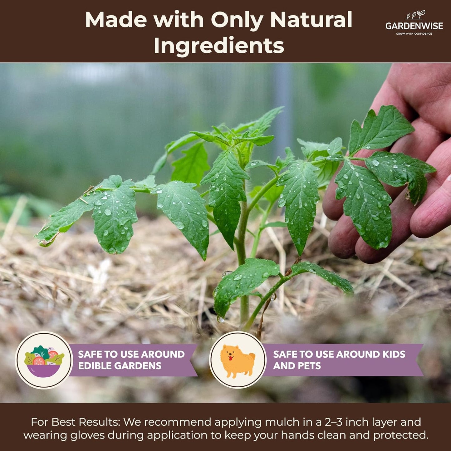 Premium Organic Wood Mulch for Gardens, Landscaping, Potted Plants, and Vegetable Gardens (0.2 CF - 4.8 L - 5 QTS)