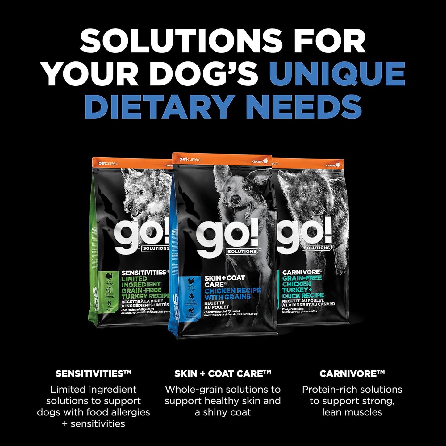 Go! Solutions Skin + Coat Care, Dry Dog Food, Chicken Recipe with Grains, 12 lb Bag