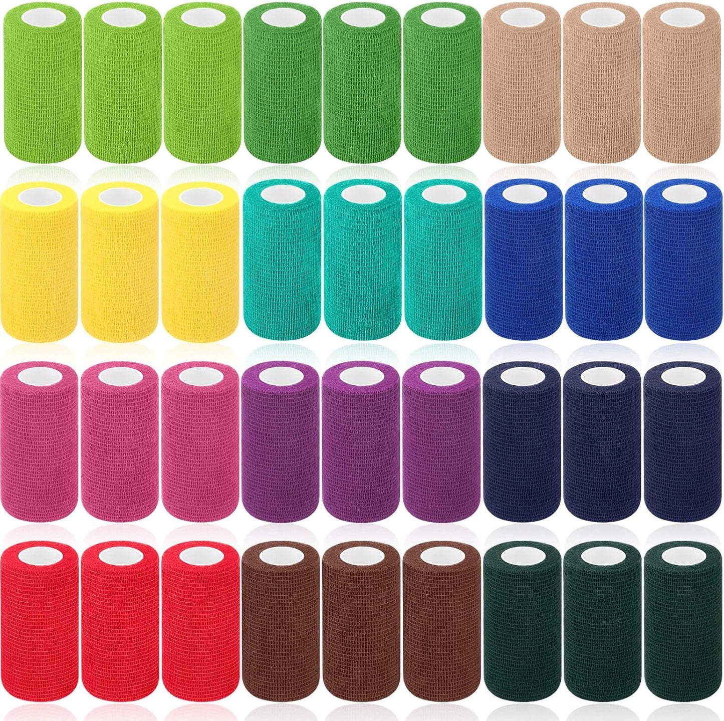 Treela 36 Pcs Self Adherent Bandage 4" X 5 Yard Wrap Breathable Cohesive Bandage Elastic Adhesive Tape for Stretch Athletic Sports Wrist Ankle(Classic Color)