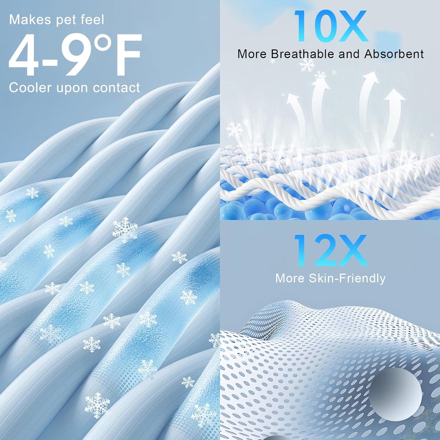 BEAUTYZOO Upgraded Dog Self Cooling Mat Ice Silk Chill Pads for Small Medium Large Dogs Q-MAX＞0.43- Summer Reusable Pet Training Pad - Absorbent Non-Slip Cool Mat for Kennels, Crates, Beds, 24" x 18"