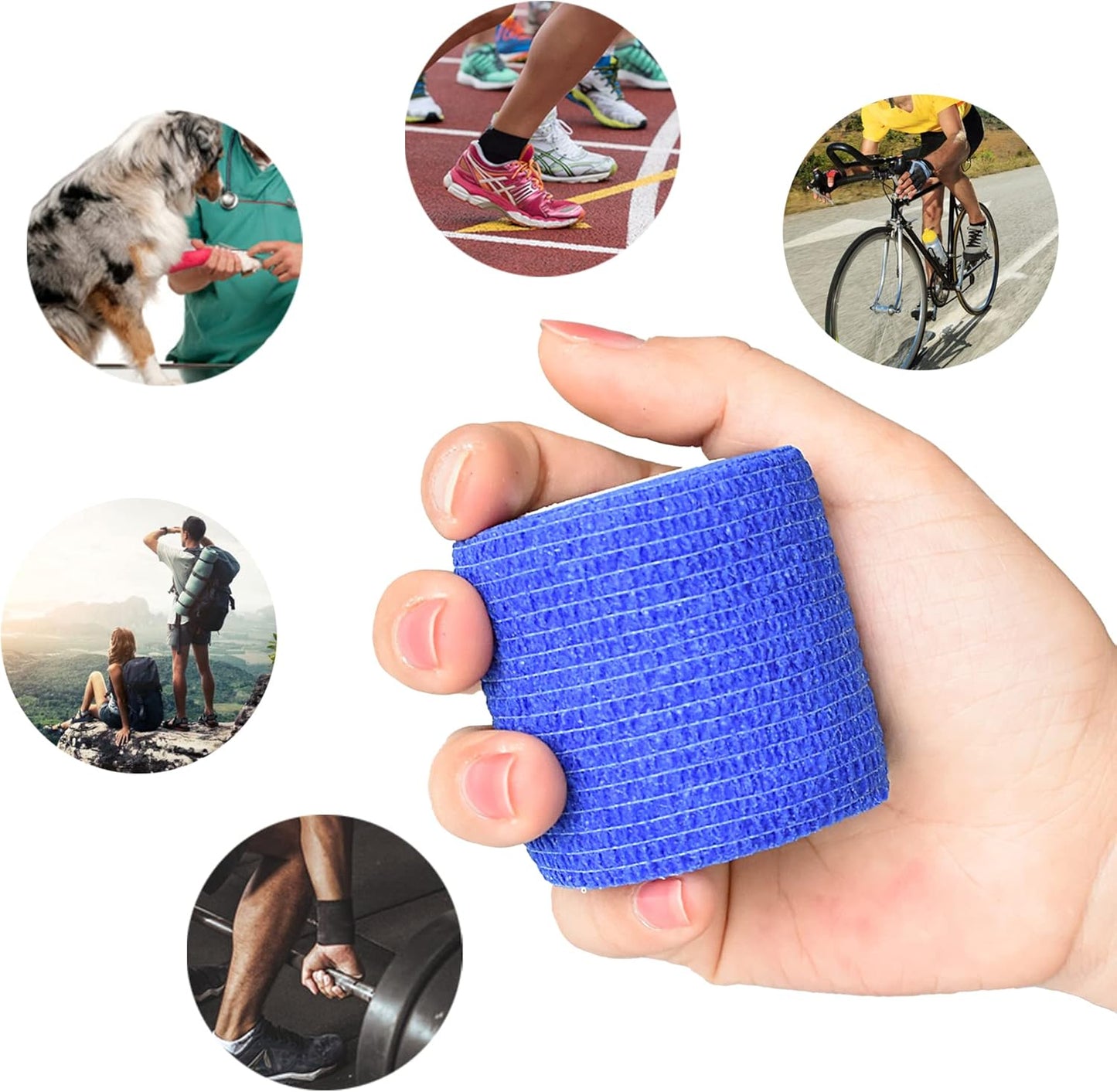 9 Pack 2" x 5 Yards Self Adhesive Bandage Wrap Self Stick Wrap for Ankle, Wrist, Finger, Sports, Breathable Cohesive Vet Tape for Pets (D Dark Blue)