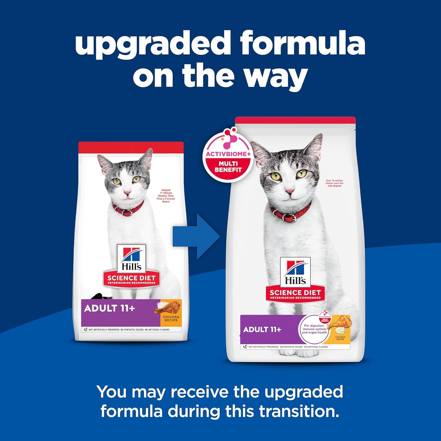 Hill's Science Diet Adult 11+, Senior Adult 11+ Premium Nutrition, Dry Cat Food, Chicken Recipe, 3.5 lb Bag