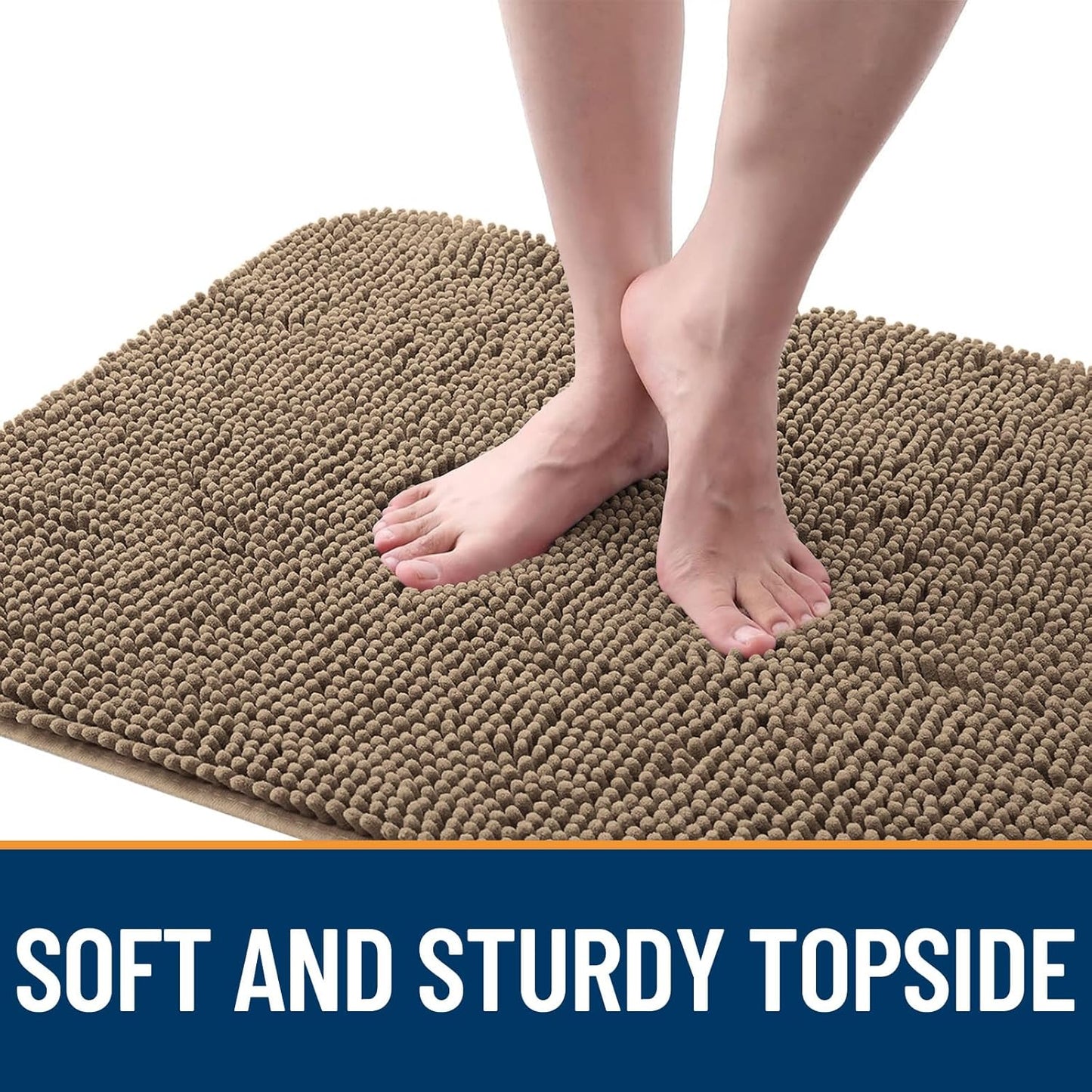 OLANLY Dog Door Mat for Muddy Paws 54x24, Absorbs Moisture and Dirt, Absorbent Non-Slip Washable Doormat, Quick Dry Chenille Mud Mat for Dogs, Entry Indoor Entryway Carpet for Inside Floor, Tan