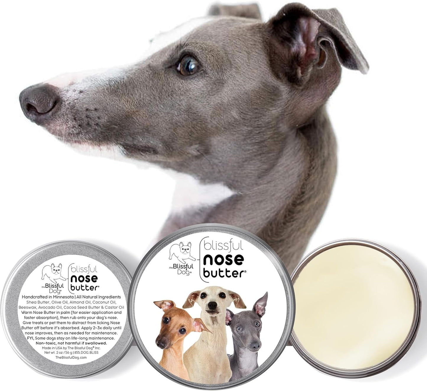 The Blissful Dog Italian Greyhound Unscented Nose Butter - Dog Nose Butter, 8 Ounce