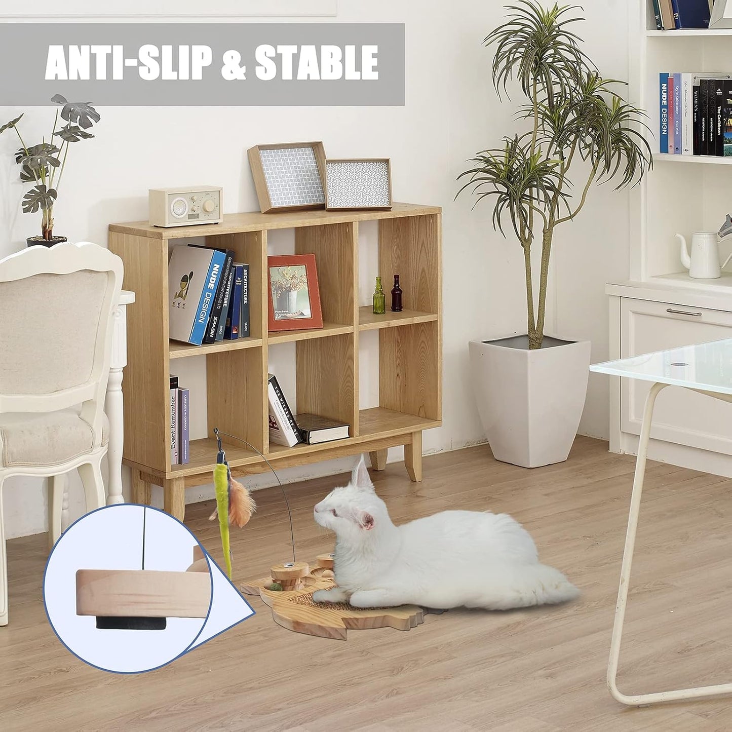 Petest Interactive Cat Toy Natural Sisal Cat Scratcher Toy with Catnip Balls, Owl Design