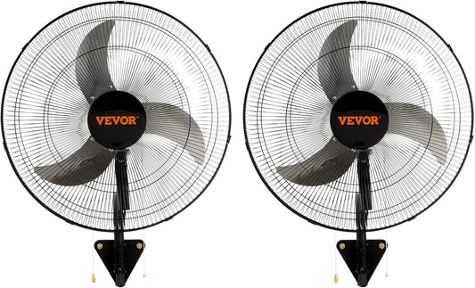 VEVOR Wall Mount Fan, 2 PCS 20 inch Oscillating, 3-speed High Velocity Max. 4000 CFM Industrial Wall Fan for Indoor, Commercial, Residential, Warehouse, Greenhouse, Workshop, Basement, Garage,Black