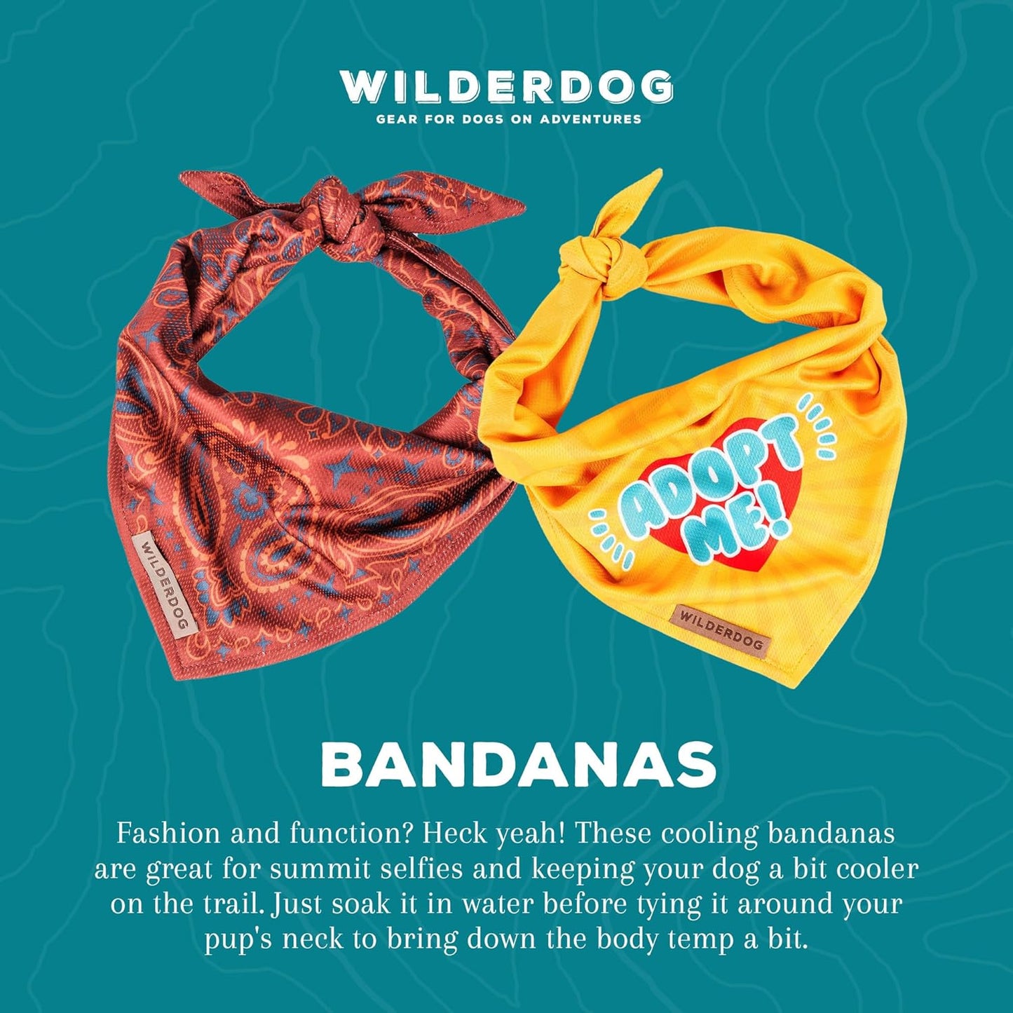 Wilderdog Dog Bandana with Lightweight Quick Drying Poly-Blend Mesh Material in Mustard