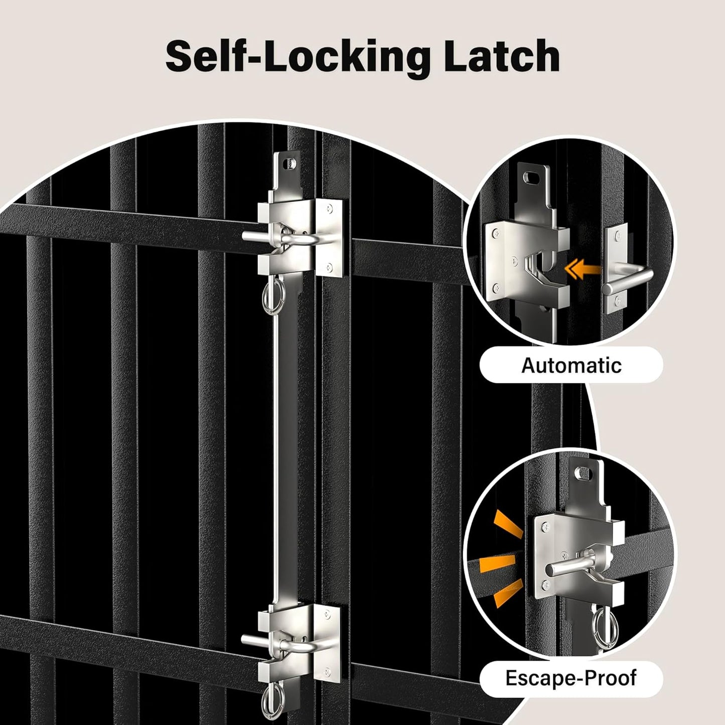 38 inch Heavy Duty Dog Crate with Self-Locking Latch, Indestructible Steel Large Kennel with Enclosed Design, Chew-Proof and Escape-Proof Pet Cage for High Anxiety Dogs