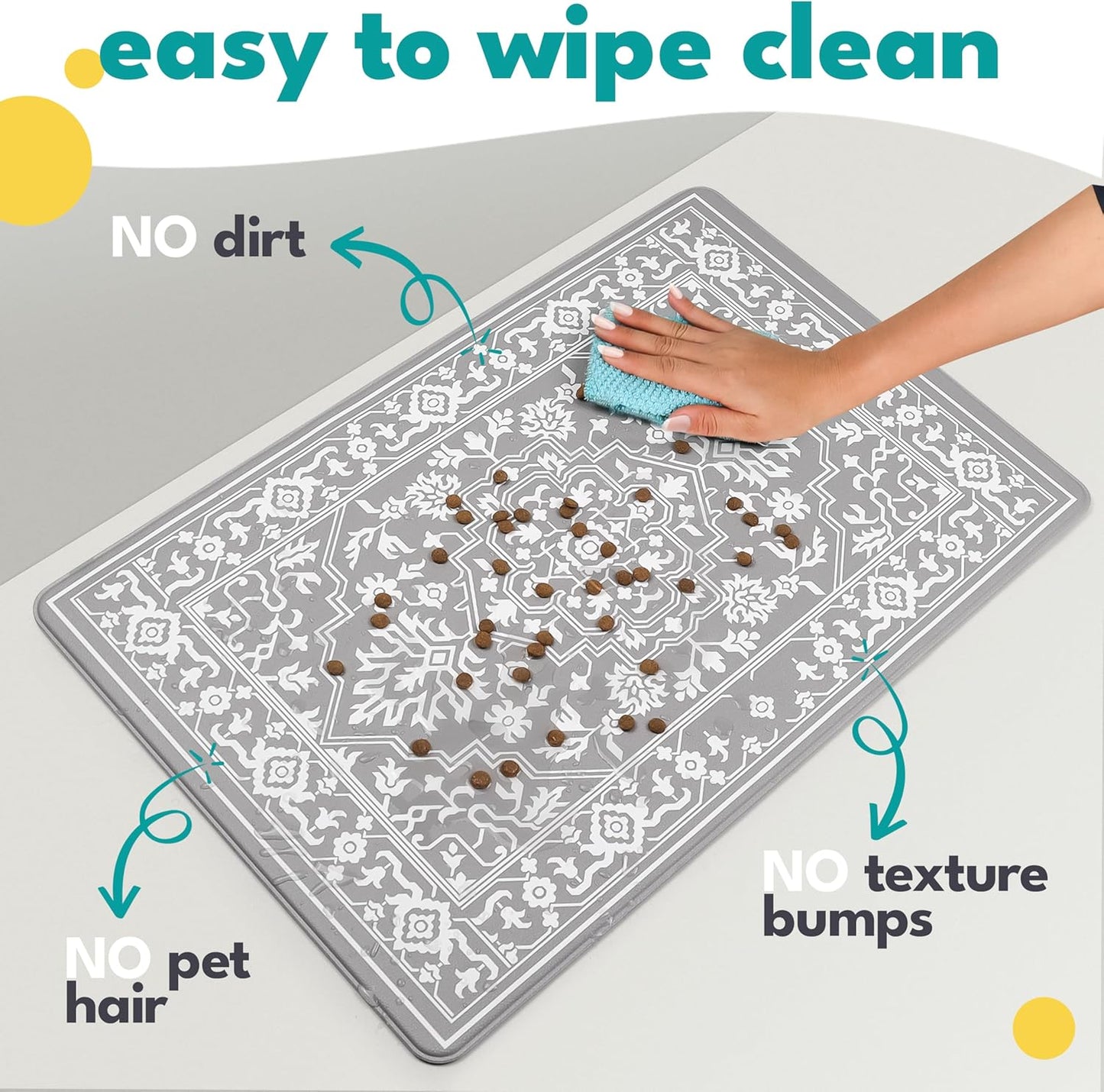 NALALAS Large Dog Mat for Food and Water, Cat Feeding Mat | Large Waterproof Dog Bowl Mat | Non-Slip Pet Food Mat for Floors | Pet Mats for Food and Water | Easy to Clean