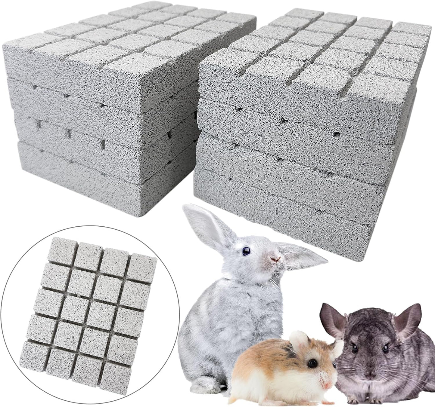 Hamiledyi 8PCS Rabbit Scratching Pads Bunny Lava Grinding Claw Pads Small Animal Foot Pads Hamster Scratch Board Chew Toys for Gerbil Chinchilla Hedgehog Guinea Pig Cage Accessories