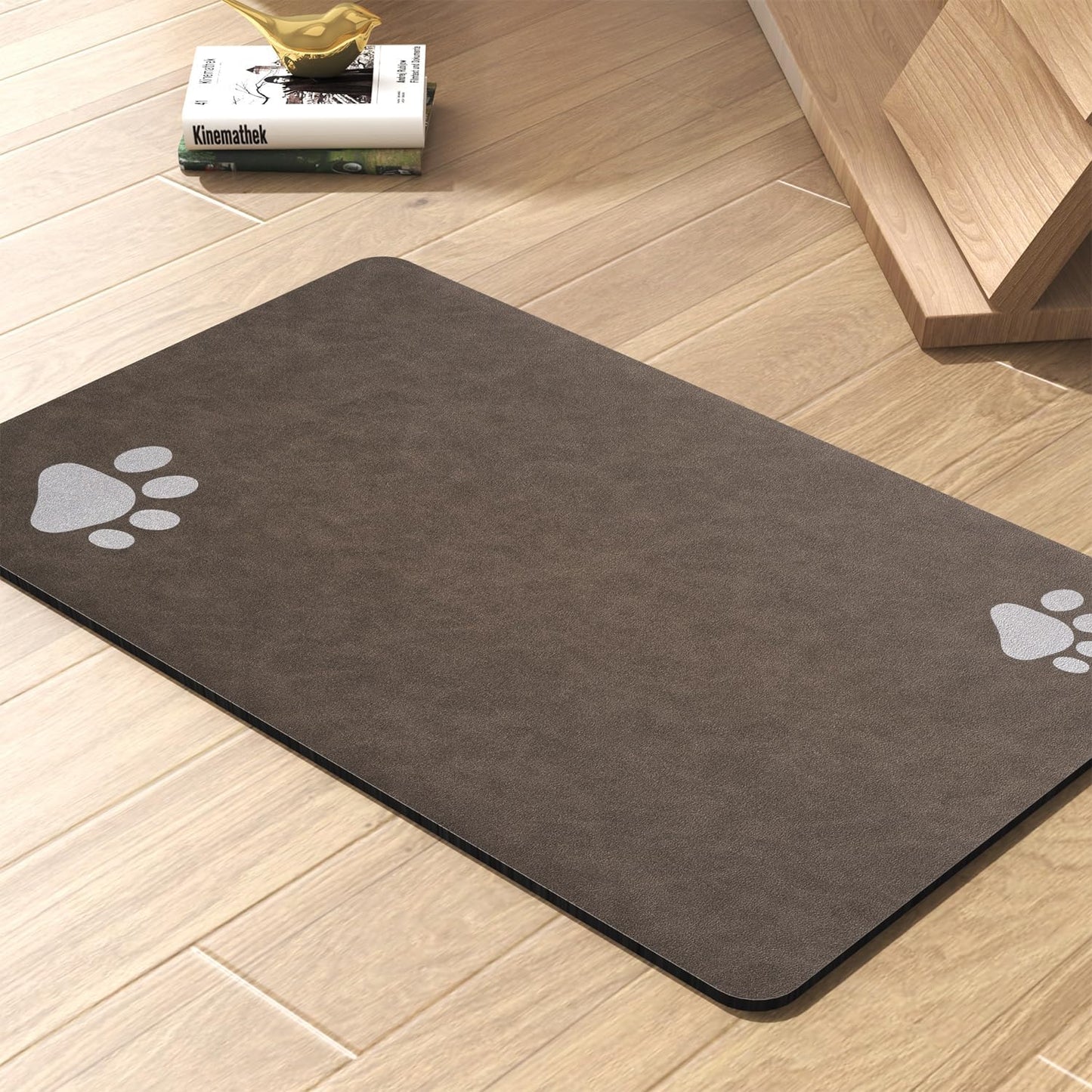 Pet Feeding Mat-Absorbent Dog Mat for Food and Water Bowl-No Stains Quick Dry Water Dispenser Mat-Dog Accessories Pet Supplies-Bowl for Messy Drinkers（Brown,23"x34"