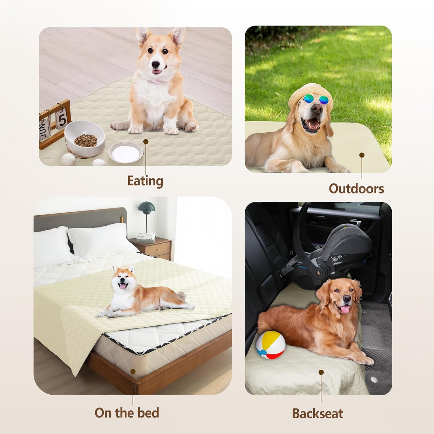 gogobunny 100% Double-Sided Waterproof Dog Bed Cover Pet Blanket Sofa Couch Furniture Protector for Puppy Large Dog Cat, Reversible (40x50 Inch (Pack of 1), Dark Cream/Light Cream)
