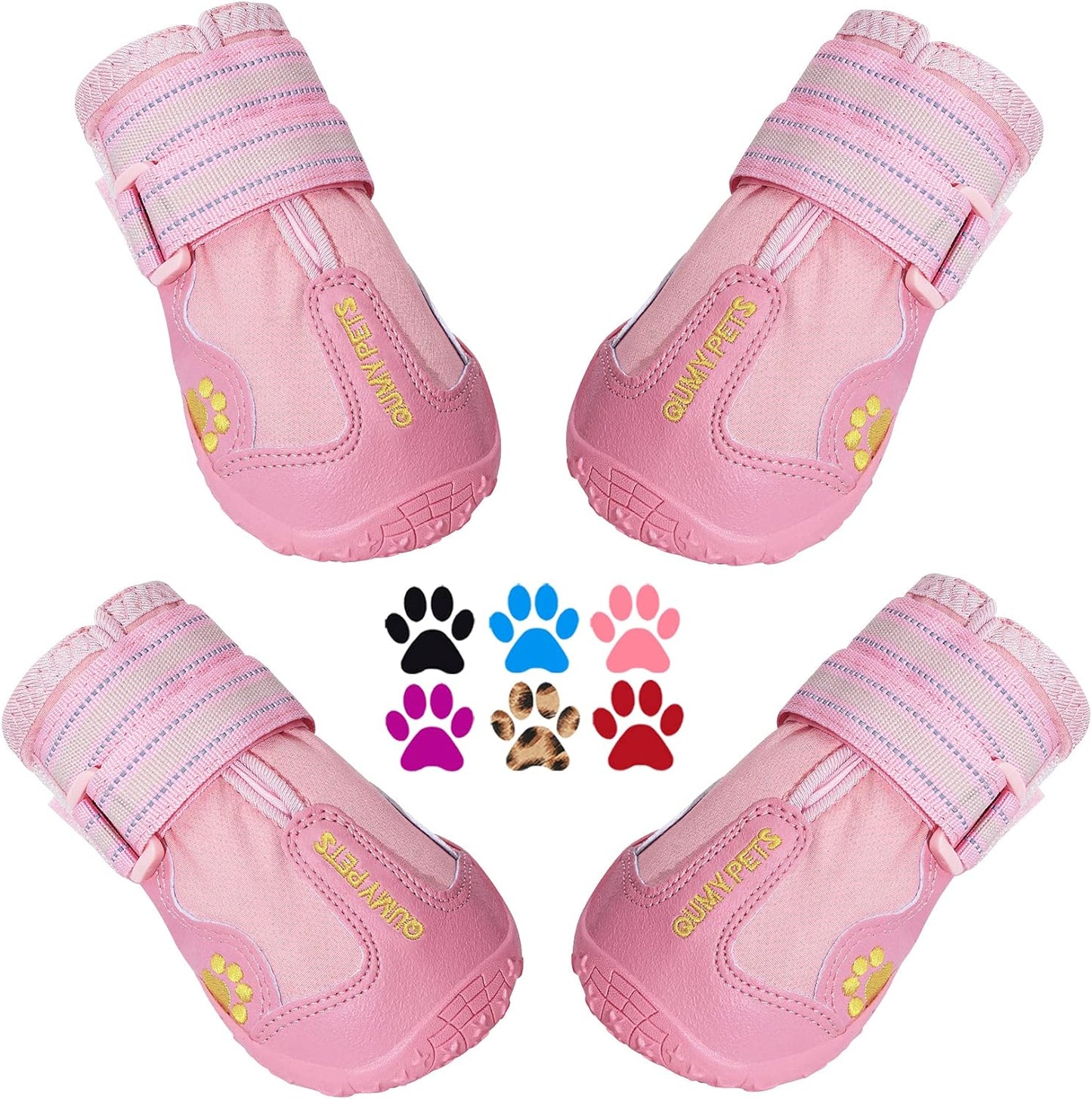 QUMY Dog Shoes for Large Dogs, Medium Dog Boots & Paw Protectors for Winter Snowy Day, Summer Hot Pavement, Water-Resistant in Rainy Weather, Outdoor Walking, Indoor Hardfloors Skid-Resistant Sole