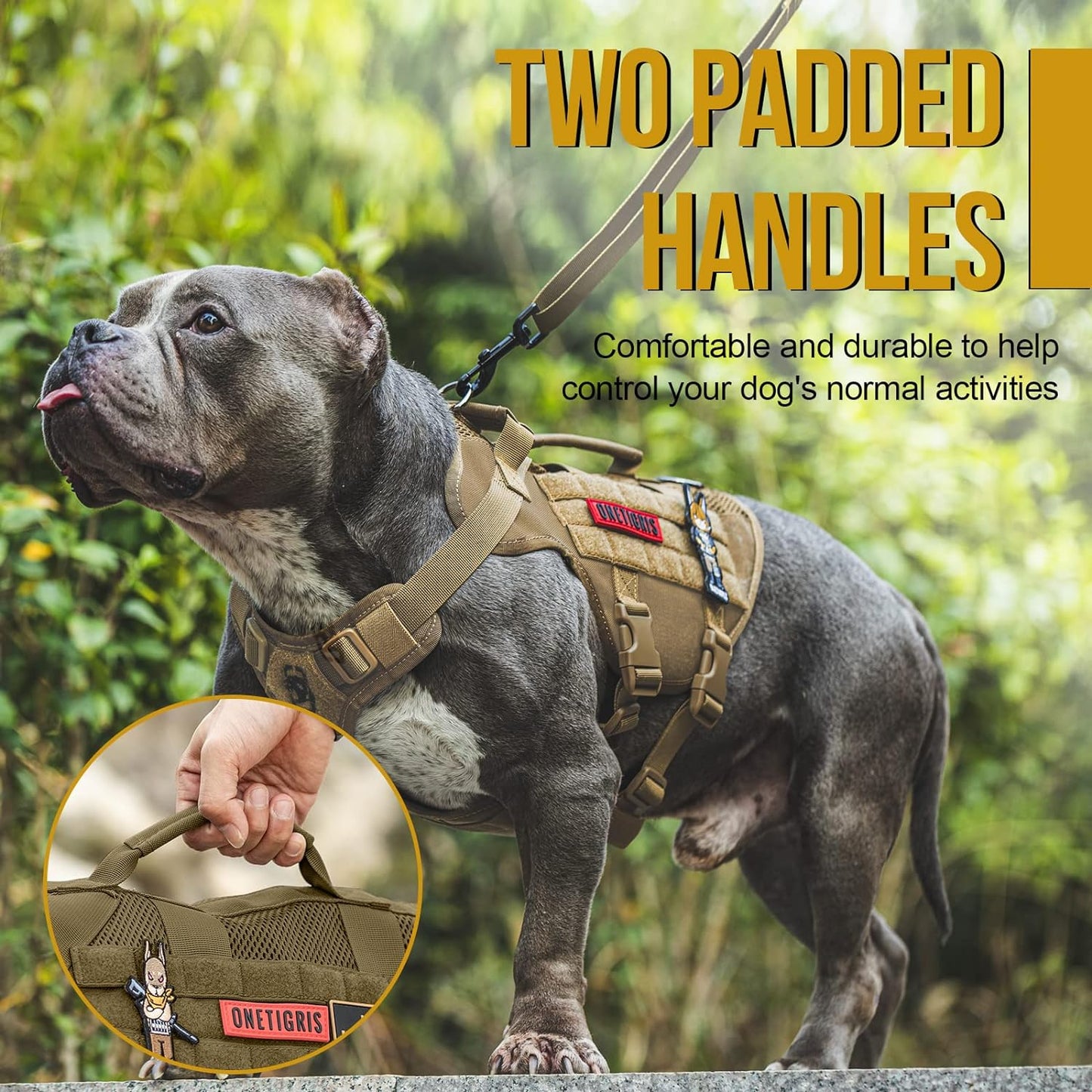 OneTigris No Pull Dog Harness for Small Dog, Mesh Design Breathable Military Dog Molle Vests with Handles, Service Dog Vest Harness for Walking Hiking Training