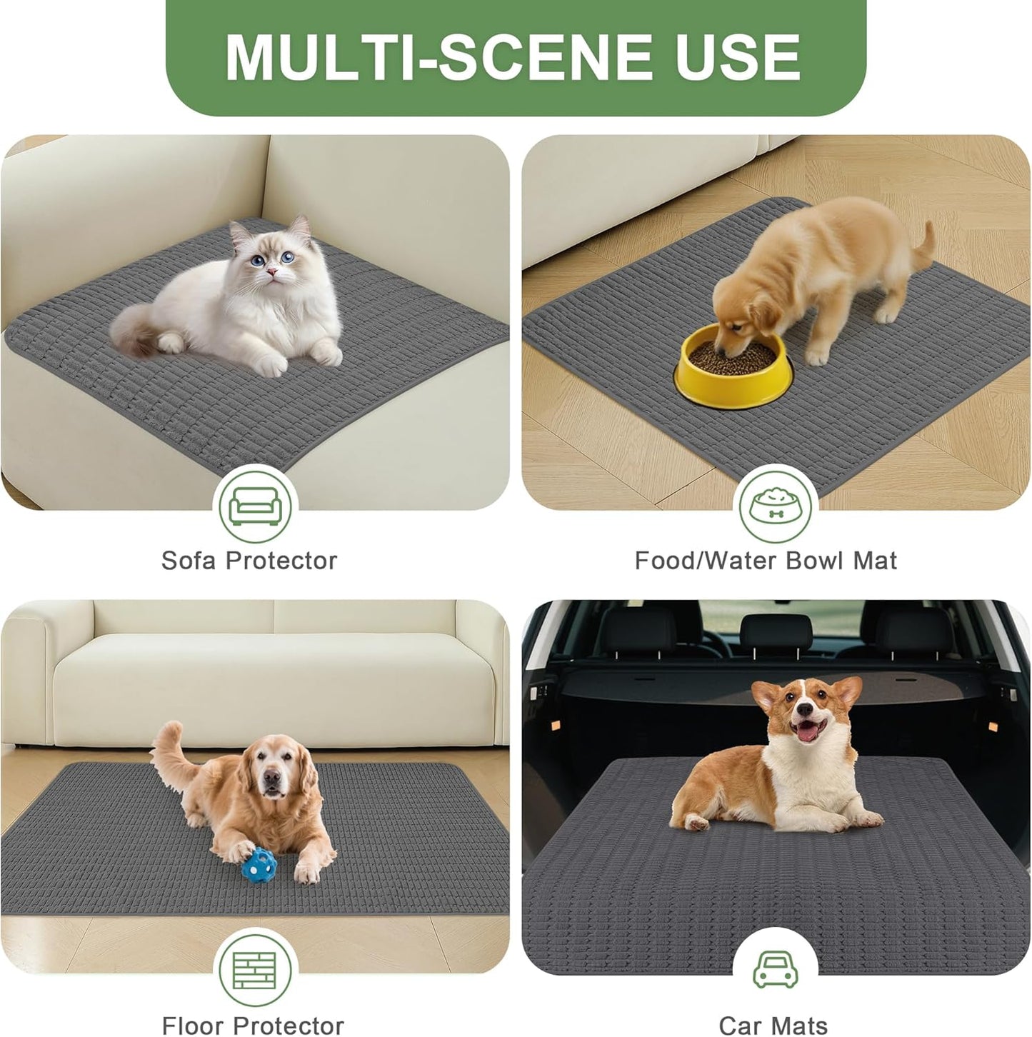 Washable Pee Pads for Dogs, 2 Pack Reusable Puppy Pads Dog Pads, Non-Slip Dog Pee Pads, Leakproof Pet Pee Pads Wee Wee Pads for Dogs. (Dark Grey, 36"x40"(Pack of 2))