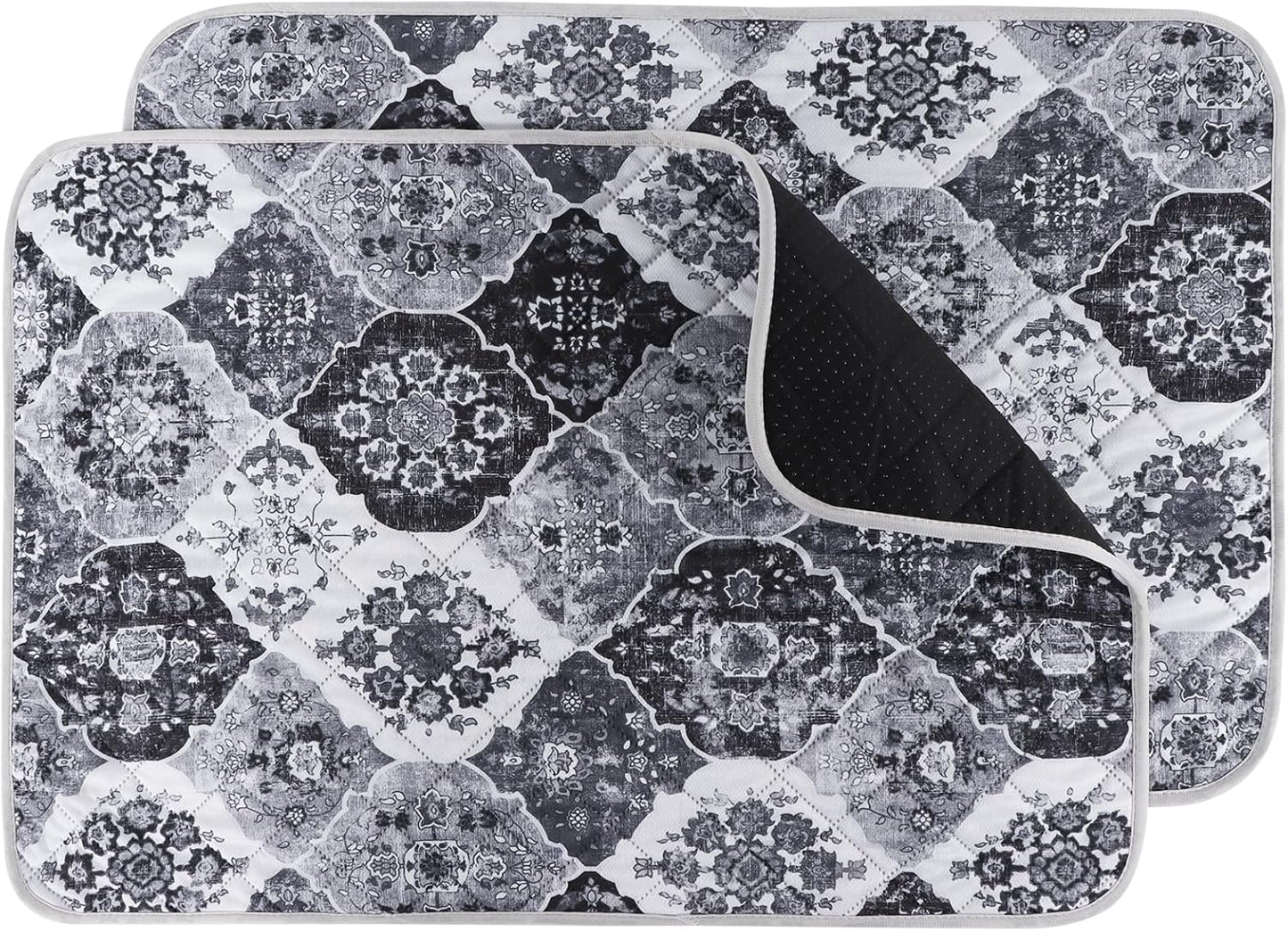 IEUUMLER Washable Pee Pads for Dogs, 2 Pack Reusable Pee Pads for Dogs Non-Slip Grip, Super Absorbent Waterproof Puppy Pads for Potty Training, Playpen, Crate, Whelping Box EU011 Black Grey, 30x20