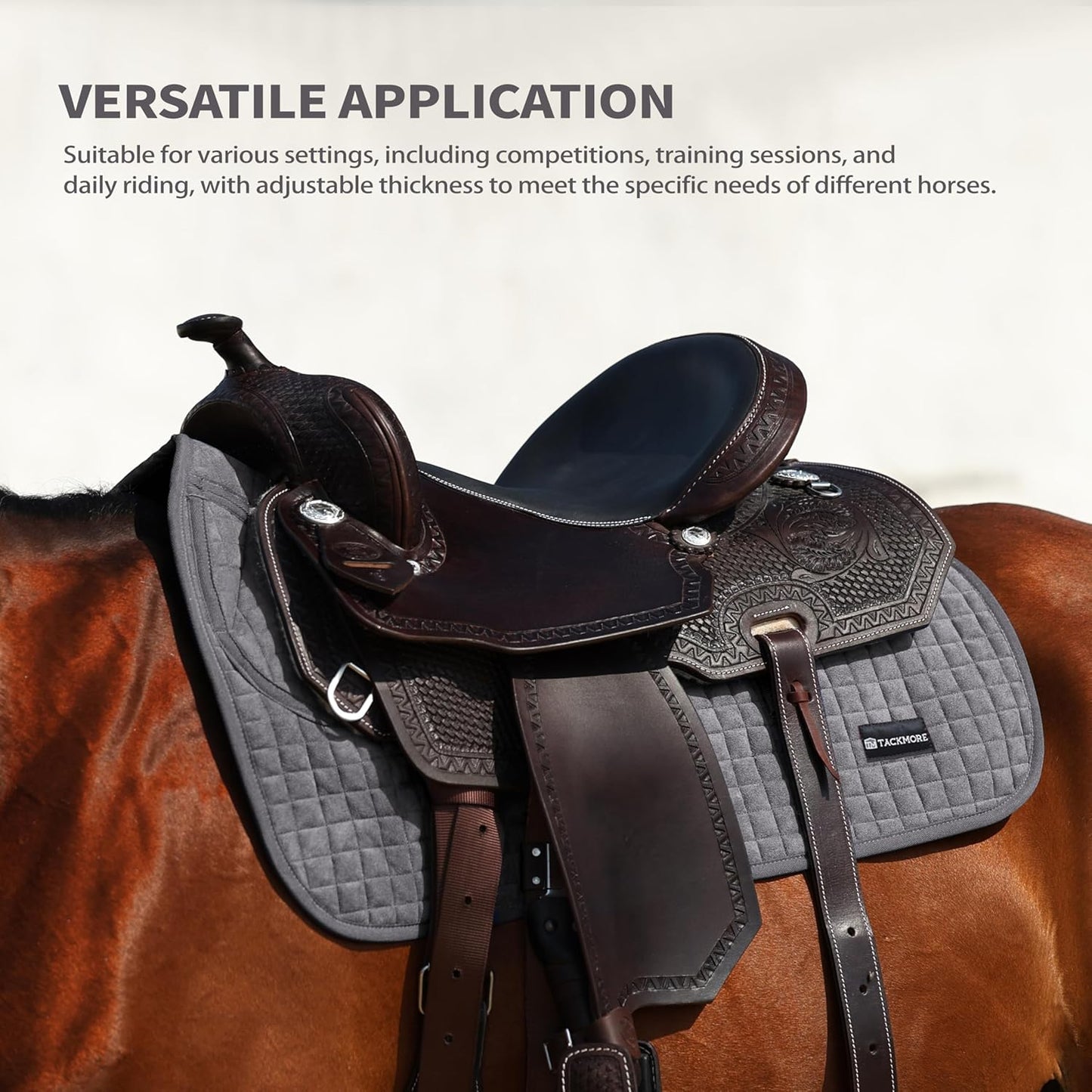 Tackmore Western Saddle Pad Adjustable with Side Pockets and Foam Inserts Shock-Absorbing Riding Pad