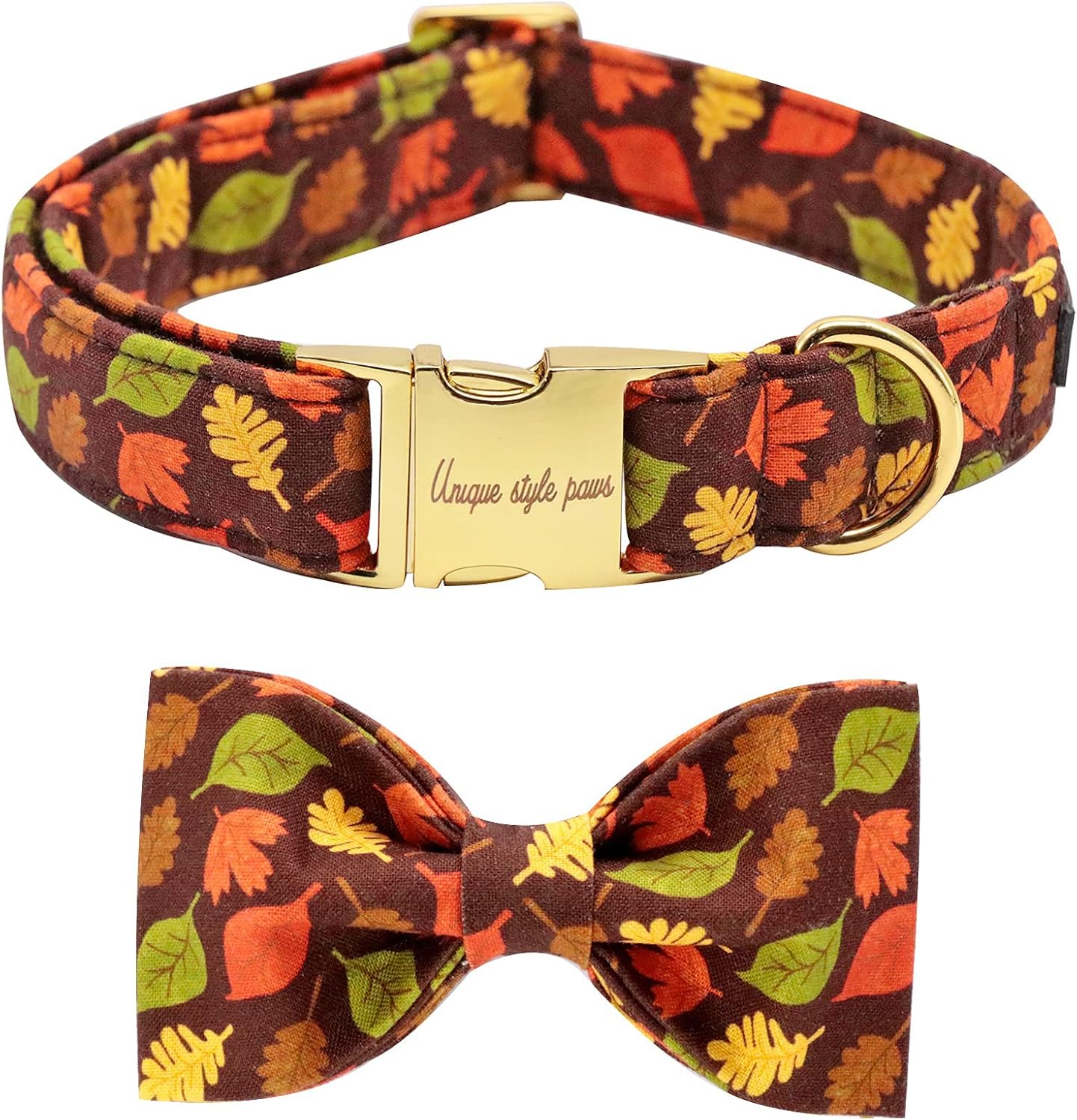 Unique style paws Fall Dog Collar with Bow, Puppy Collar Pet Gift Adjustable Dog Collar Soft and Comfy Bowtie Collars for Large Girl or Boy Dogs