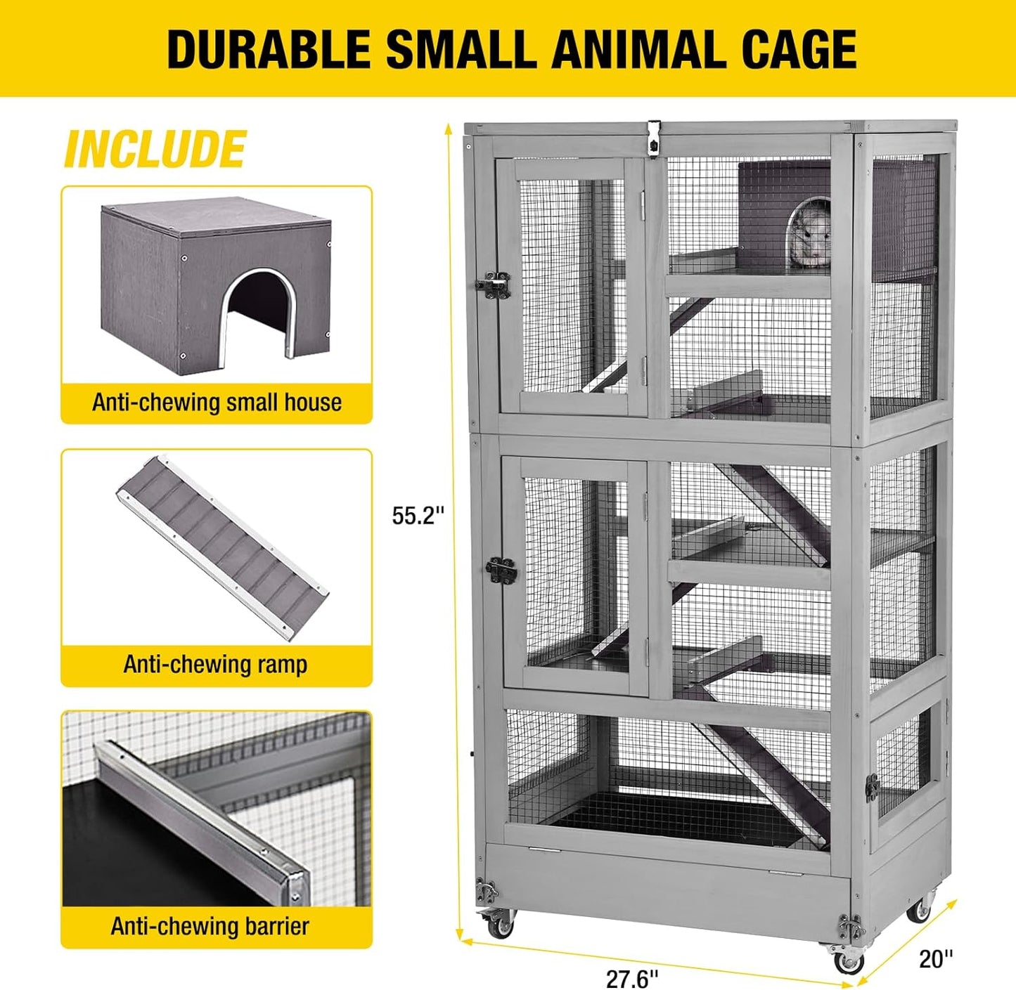 Aivituvin Ferret Cage Chinchilla Cage for Rat,Lizard,Squirrel, Chameleon,Gerbils and Other Small Animals