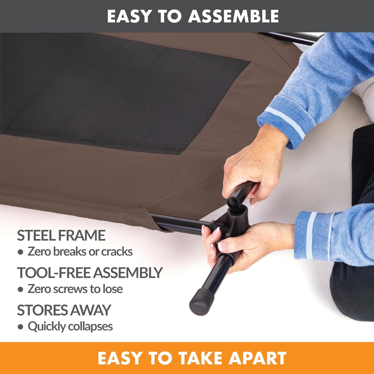 K&H Pet Products Outdoor Elevated Dog Cot, Breathable Cooling Elevated Cot Hammock Pet Bed for Medium Dogs, Washable Mesh Cover, Raised Metal Frame, Collapsible, Portable - Medium 32 X 25 Chocolate