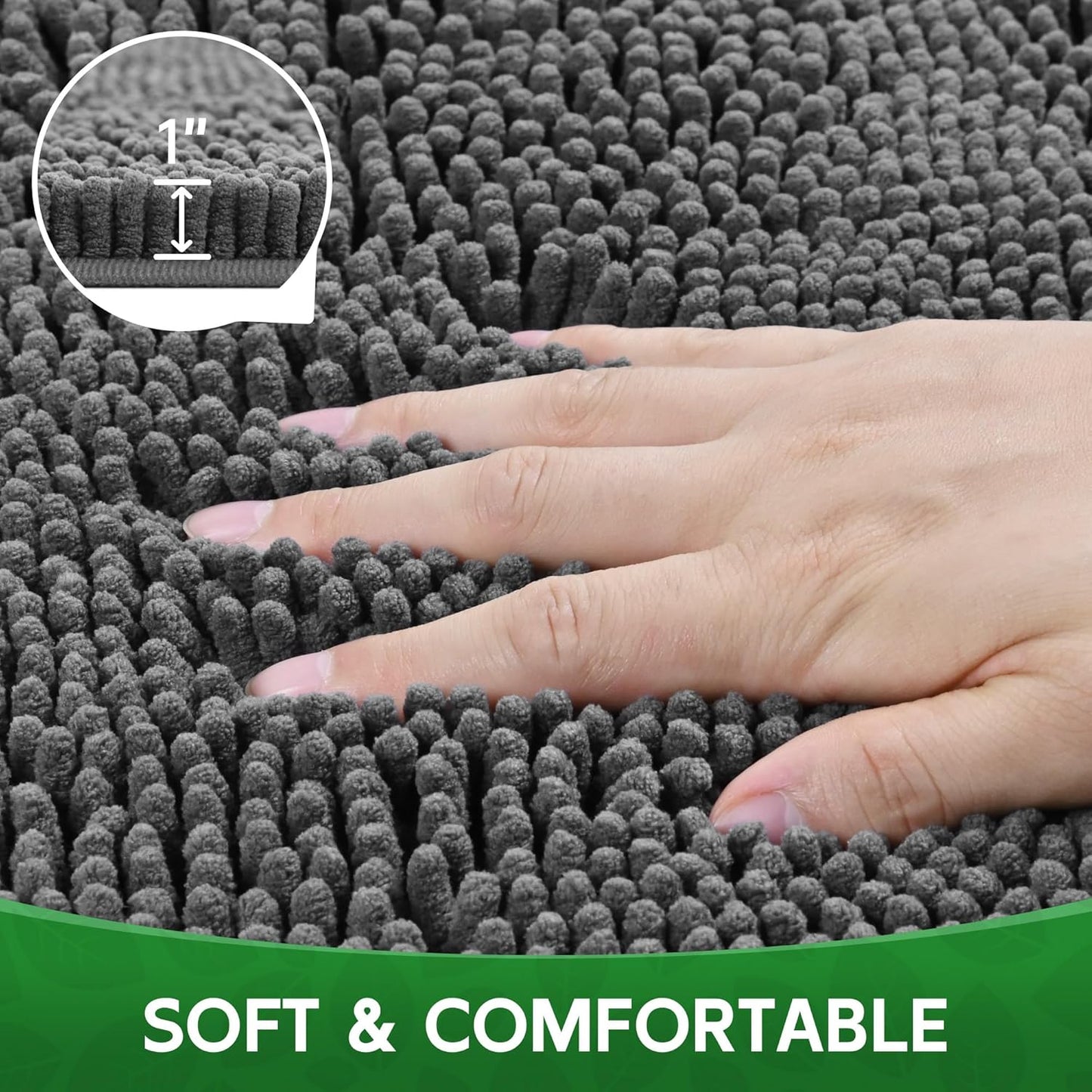 Dog Door Mat Indoor Entrance, 60" x 24" Absorbent & Quick-Drying Mud Rugs, Non-Slip Door Rugs for Entryway Indoor Washable, Soft Chenille Dog Mat for Muddy Paws