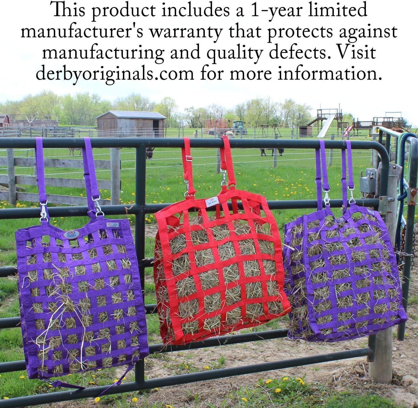 Derby Originals Superior Slow Feeder Horse Hay Bag with Super Tough Bottom and 1 Year Warranty