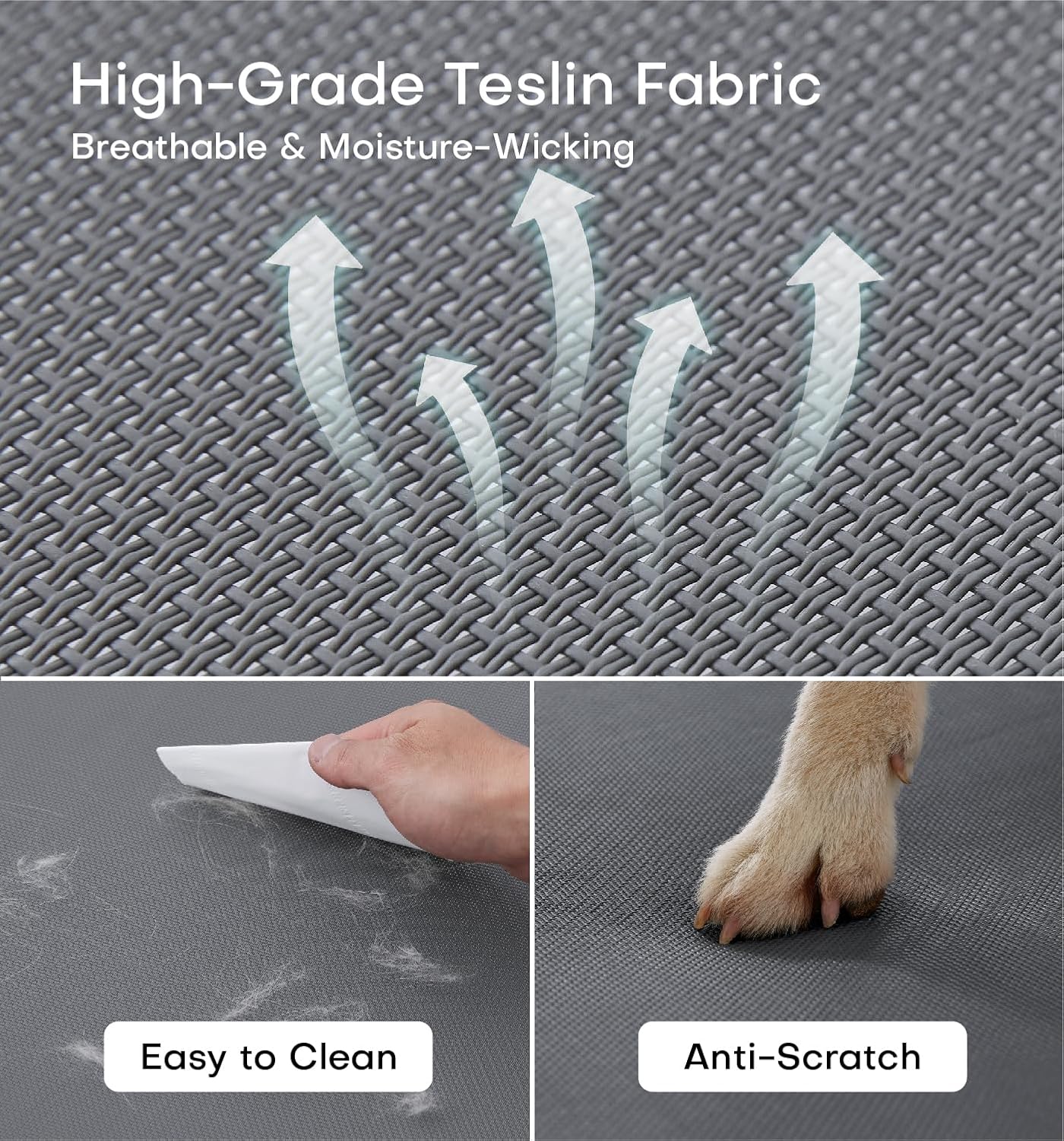 Made4Pets Elevated Outdoor Dog Bed for Extral Large Dogs – Heavy-Duty Raised Cot with Breathable Cooling Mesh, No-Slip Feet, Chew-Resistant Frame, Indoor & Outdoor Pet Hammock, 49"x32", Gray