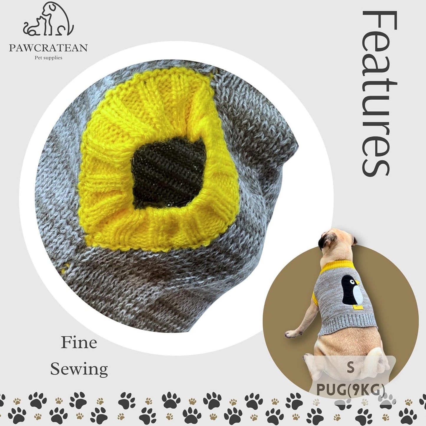 Cute Sweater for Dogs and Cats Soft Flannel Pet Outfit Warm and Cozy Animal Hoodie Small to Large Pet Clothes for Halloween Parties and Everyday Wear (Medium, Grey Pinguin)