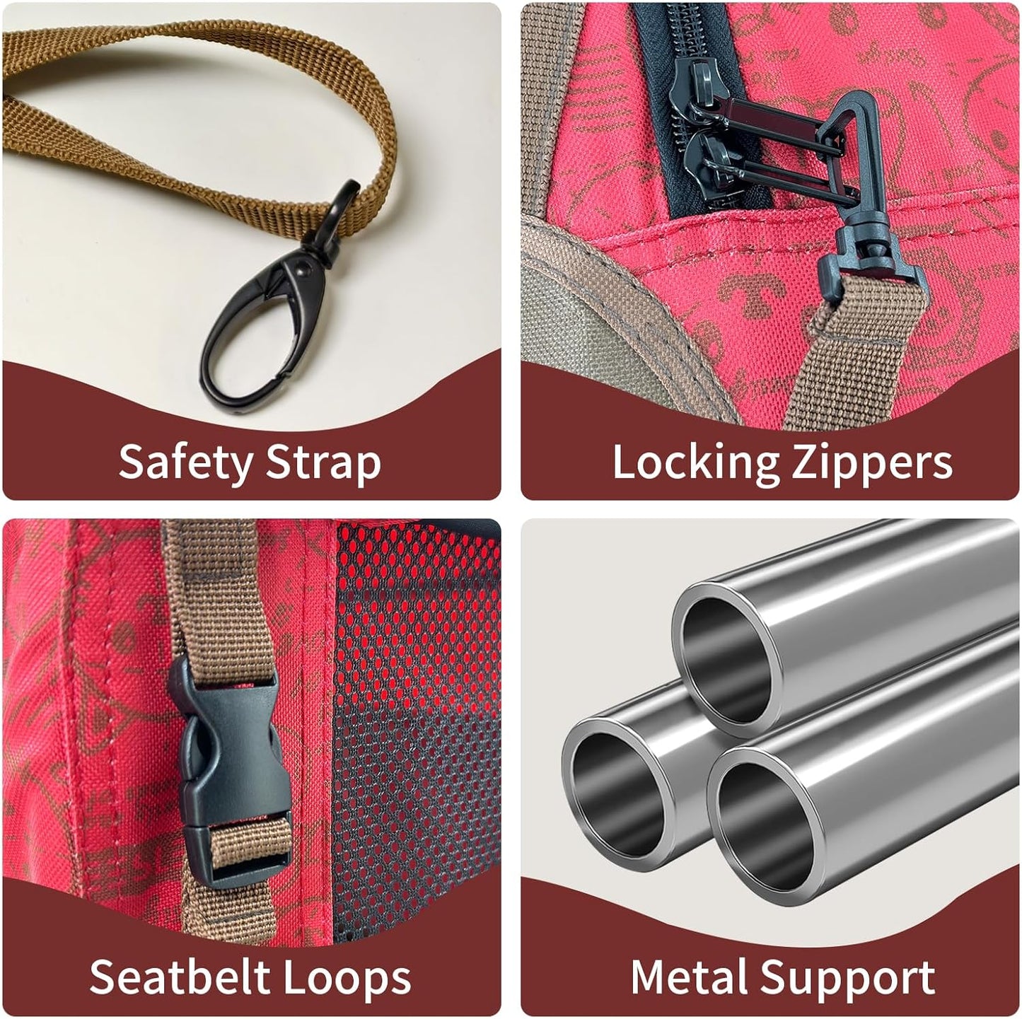 Extra Large Cat Carrier Soft Sided, Portable Small Dog Carrier for 2 Cats, 24"x16.5"x16" Car Travel Folding Comfortable Design, Red