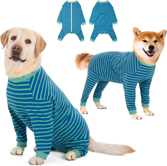 Yeapeeto Dog Onesie Surgery Recovery Suit for Large Medium Bodysuit Dogs Pajamas PJS Full Body for Shedding, Prevent Licking, Wound Protection, Cone Alternative… (Blue Green, 2XL)