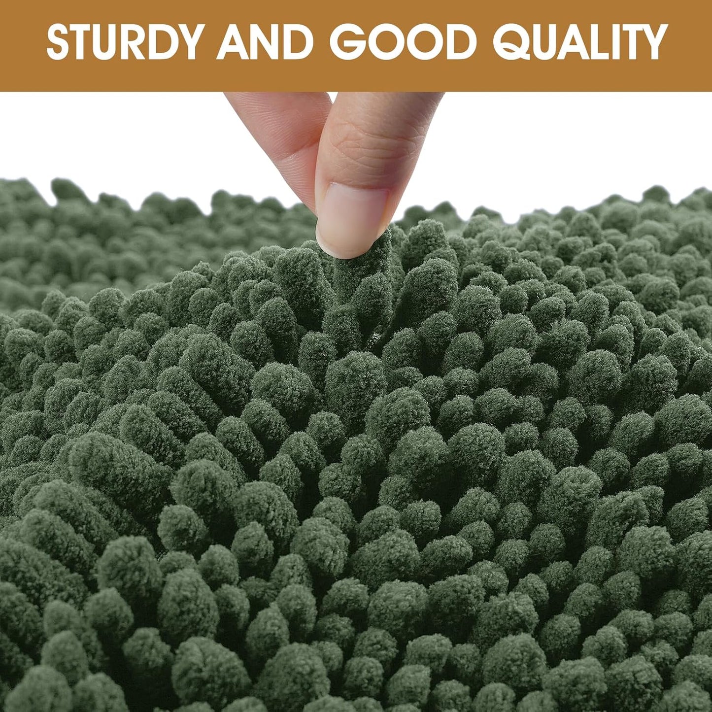 Dog Door Mats for Muddy Paws, Chenille Absorbent Door Mats, Non Slip Heavy Mud Mat for Dogs, Soft Indoor Door Mat for Entryway, Mud Paws, Inside Floor,36" X 24", Olive