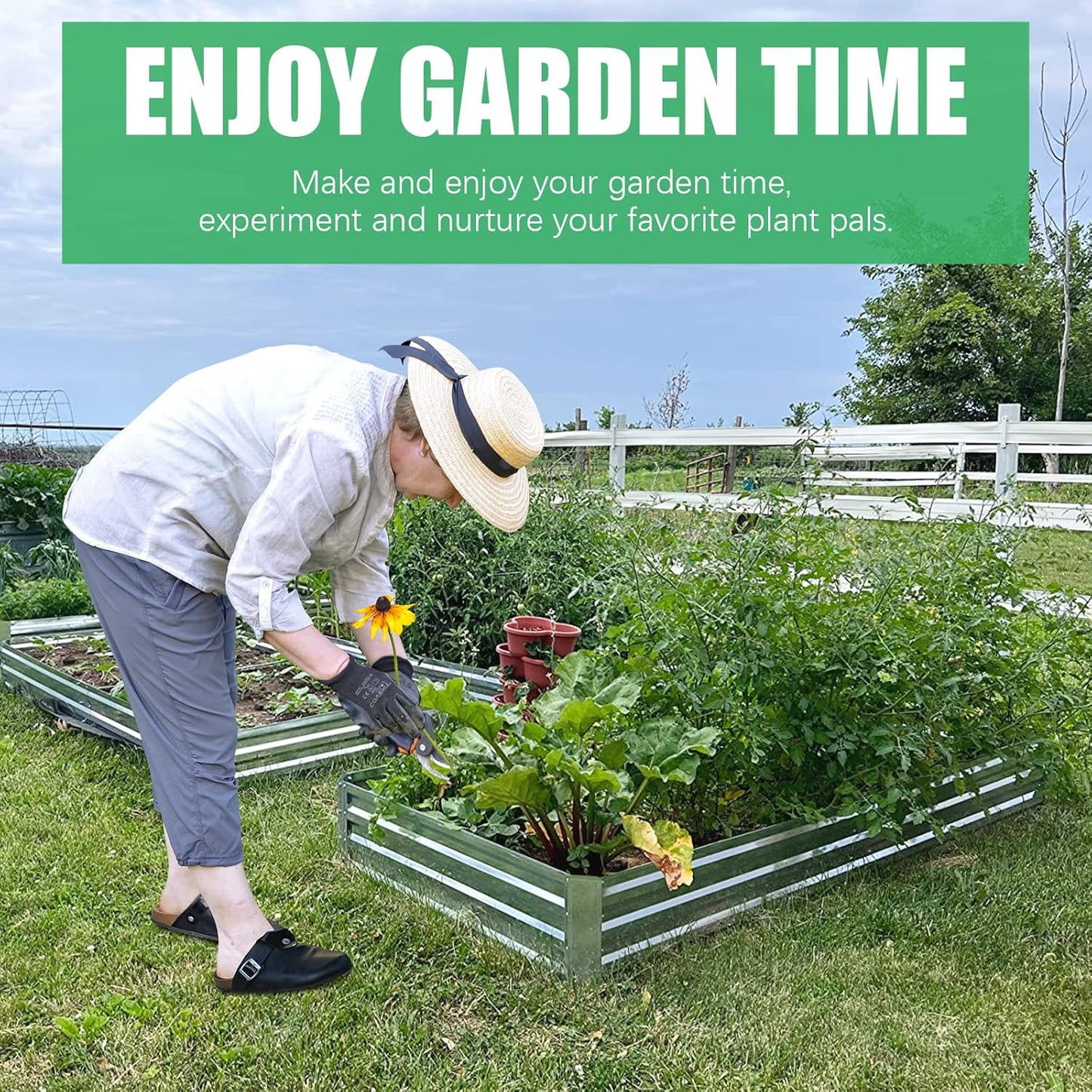 SnugNiture Galvanized Raised Garden Bed 8x4x1FT Outdoor Large Metal Planter Box Steel Kit for Planting Vegetables, Flowers