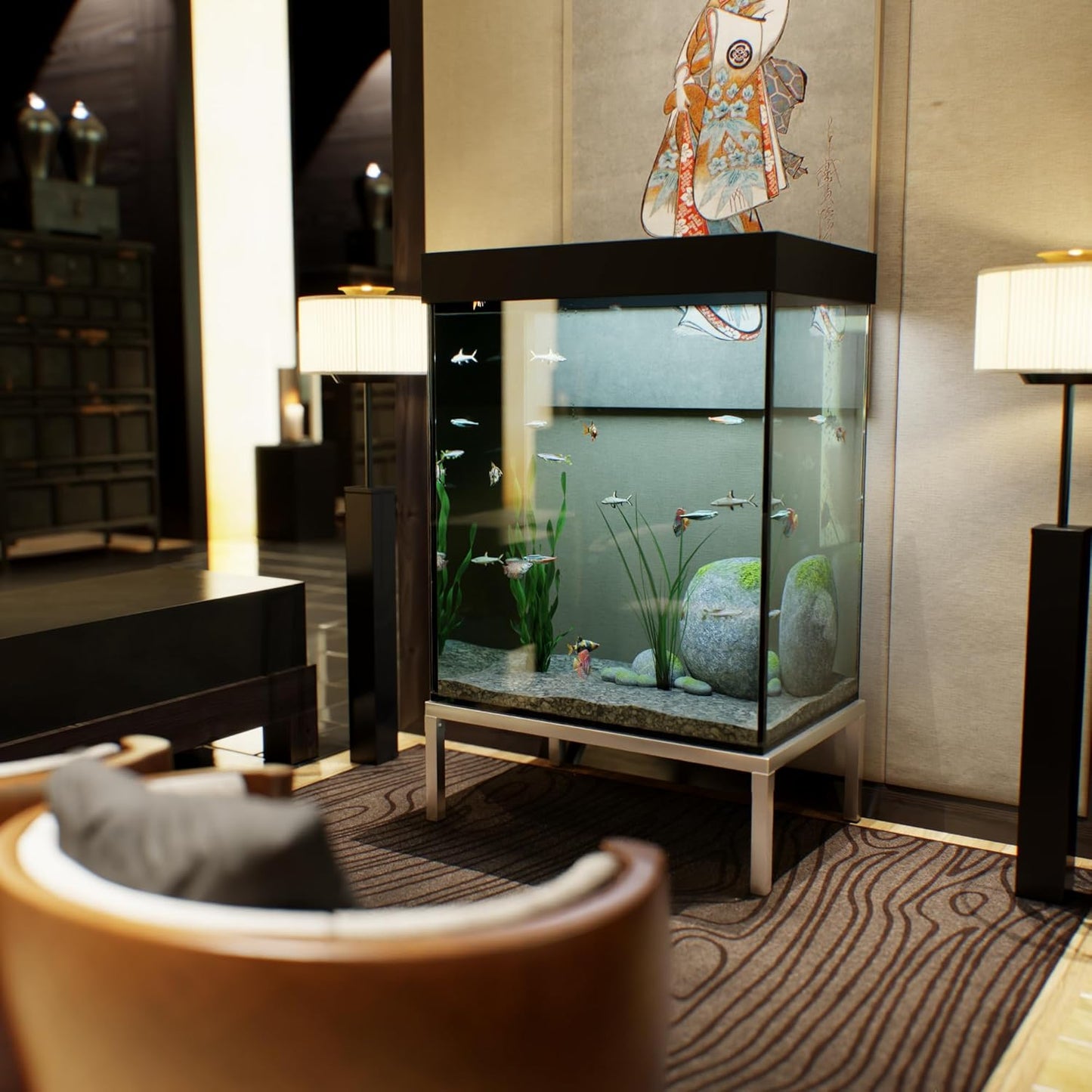 24 in X 36 in. Aquarium Stand | Industrial Style Aluminum Fish Tank Base with Open Frame Design