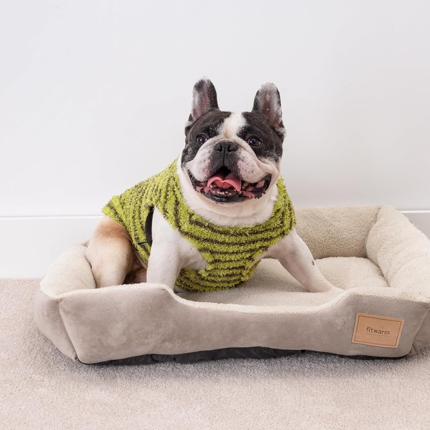 Fitwarm 2 Pack Striped Fleece Dog Sweater, Warm Winter Clothes for Small Dogs Boy Girl, Fuzzy Pet Outfit, Sky Blue, Olive Green, XL