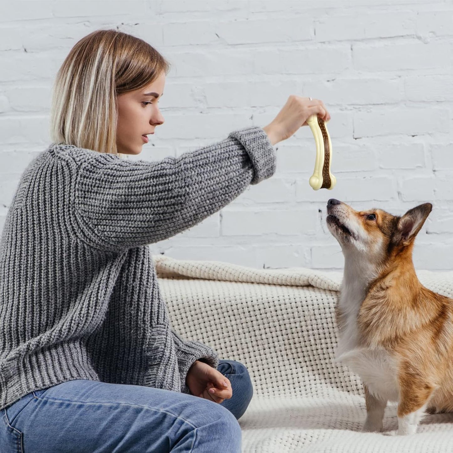 Sosation 6 Pcs Dog Toys for Aggressive Chewers Nylon Beef Flavor Bones Tough Puppy Teething Toys Puppy Chew Bones for Large Medium Small Breed Dogs Puppies Pets Chew Toys(Large)