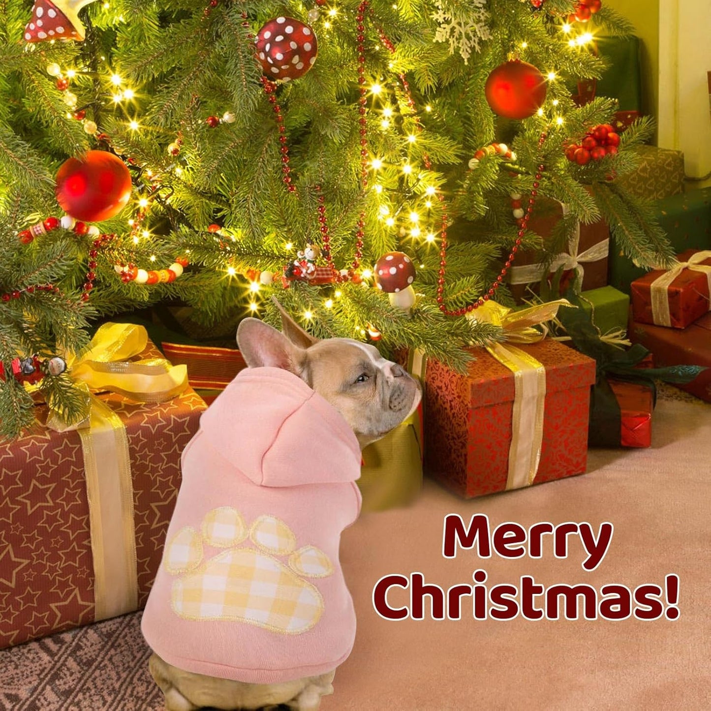 SAWMONG Dog Hoodie,Flannel Pet Hooded Sweater with Hat Puppy Pullover Sweater Shirt,Dog (Pink,M)