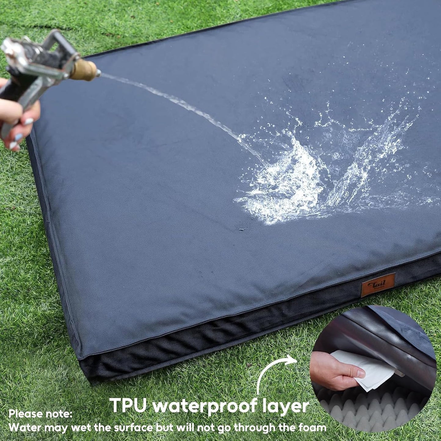 Outdoor Dog Bed for Medium Dogs, Waterproof Dog Crate Bed for Puppy Beds, Orthopedic Egg Crate Foam Pet Bed with Washable and Removable Oxford Cover, Navy