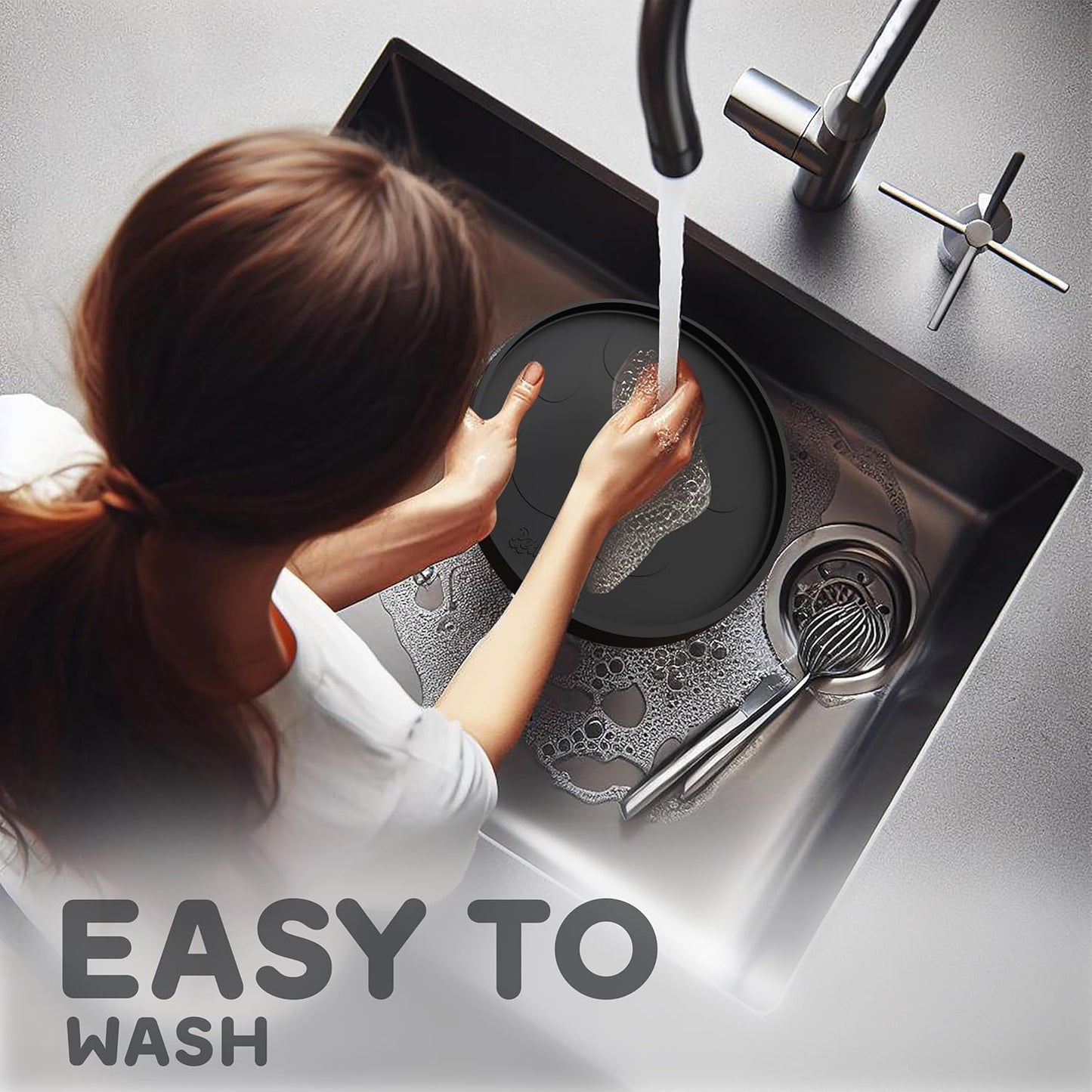 Dog Food Mat Round 10" - Raised Edges Dogs Mat for Food and Water Prevent Spill, Waterproof Cat Food Mats Protect Floors, Easy Clean Dog Bowl Mats for Food and Water, Silicone Pet Feeding Placemats