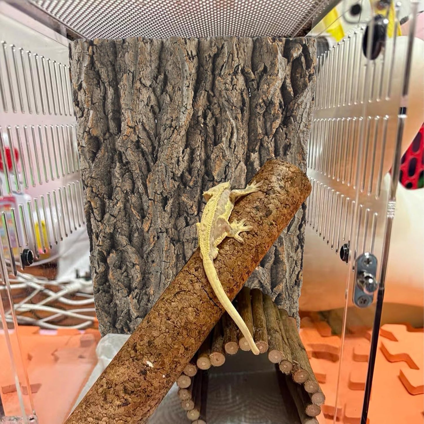 2PCS Natural Cork Terrarium Background,11.81 x 11.81 Inch Reptile Bark Background 3D Bearded Dragon Tank Climbing Mat Habitat Decoration for Lizard Gecko Chameleon Tortoise Snake Spider Frog