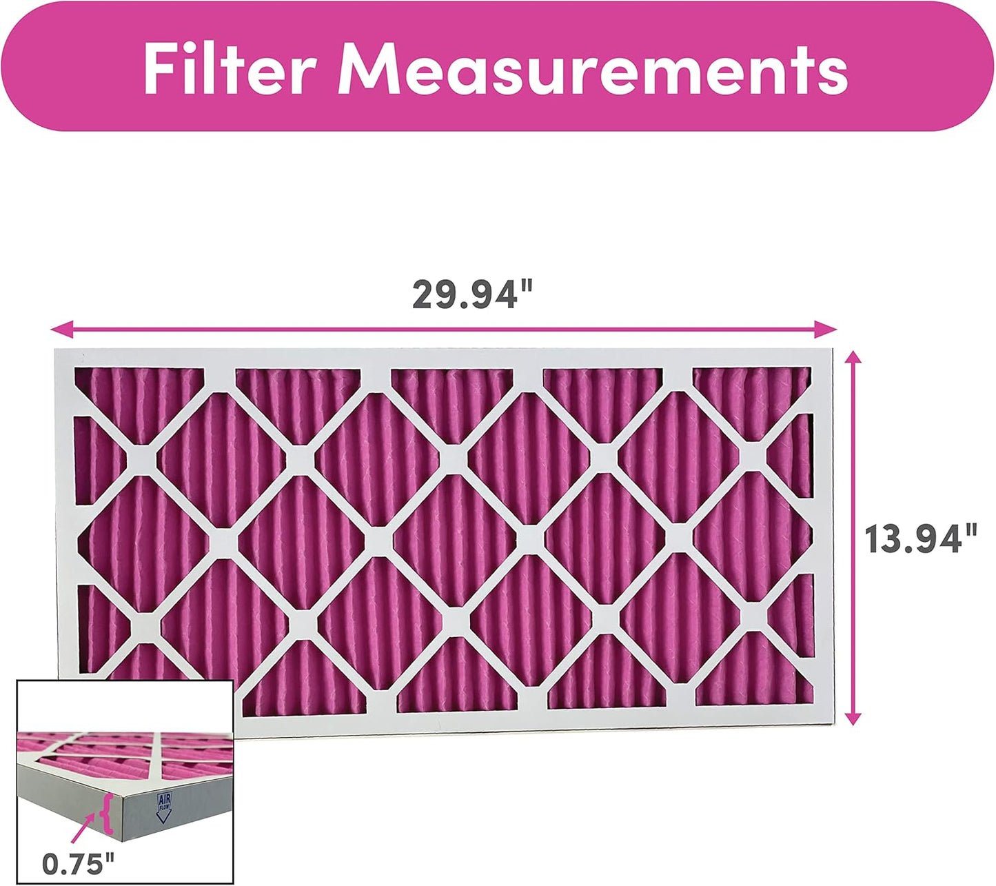 Colorfil 14x30x1 Air Filter (2-Pack) | Made in the USA | Color Changing | Remove Cat and Dog Odor | MERV 8 for Pet Hair Dander and Dust | 13.75"x29.75"x0.75" Exact Size