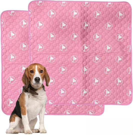 PJYuCien Washable Dog Playpen Mat, 2 Pack 36”x 36” Pink, Leak-Proof Reusable Puppy Pee Pads, Non-Slip Pee Mat for Whelping Pads, Crate, Potty Training, Puppy (Note: Mat Only, Playpen Not Included)