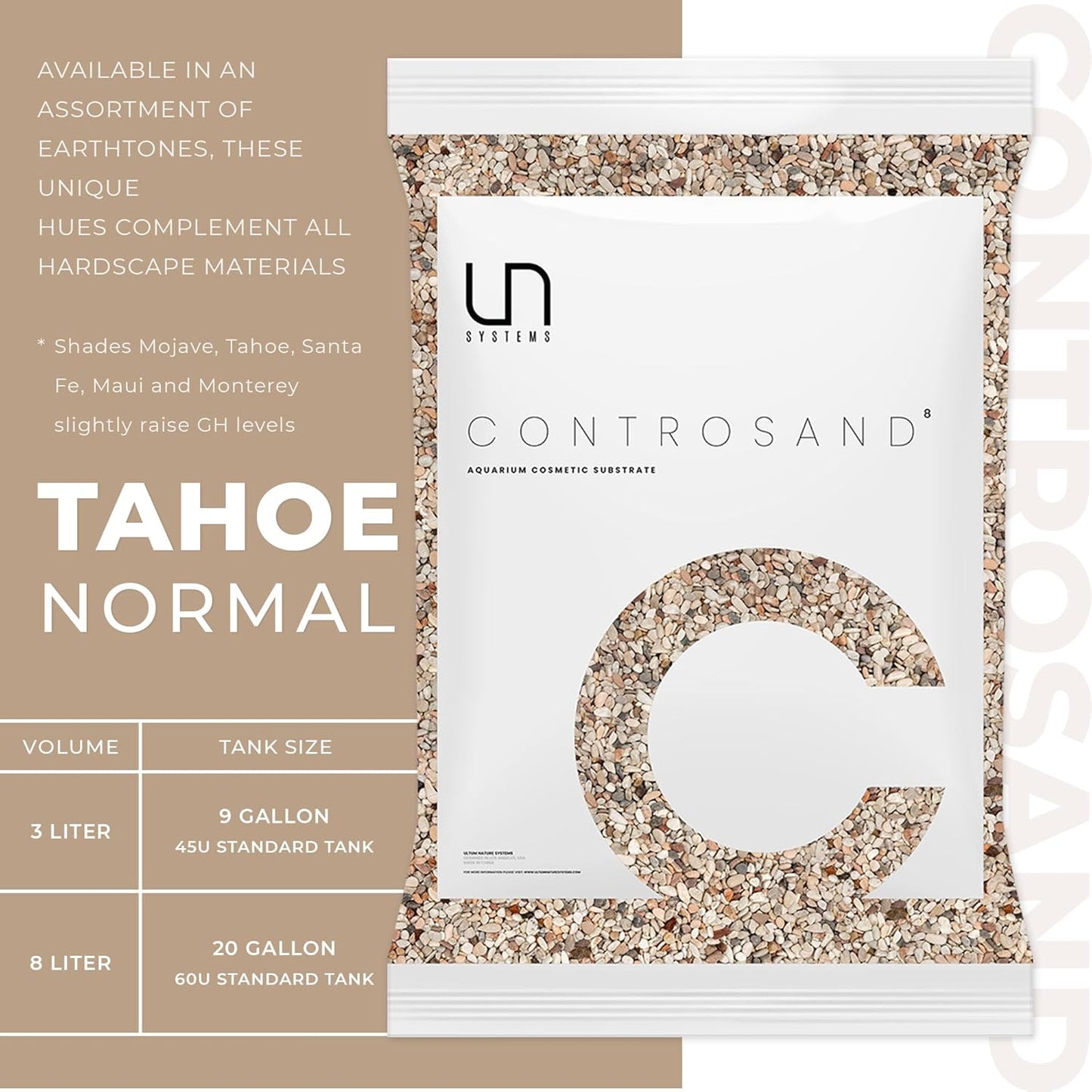 Ultum Nature Systems Controsand Tahoe Aquarium Sand (8L) - Aquarium Sand for Freshwater Tank - Substrate for Live Freshwater Shrimp - Substrate for Planted Aquarium - Versatile Aquarium Substrate