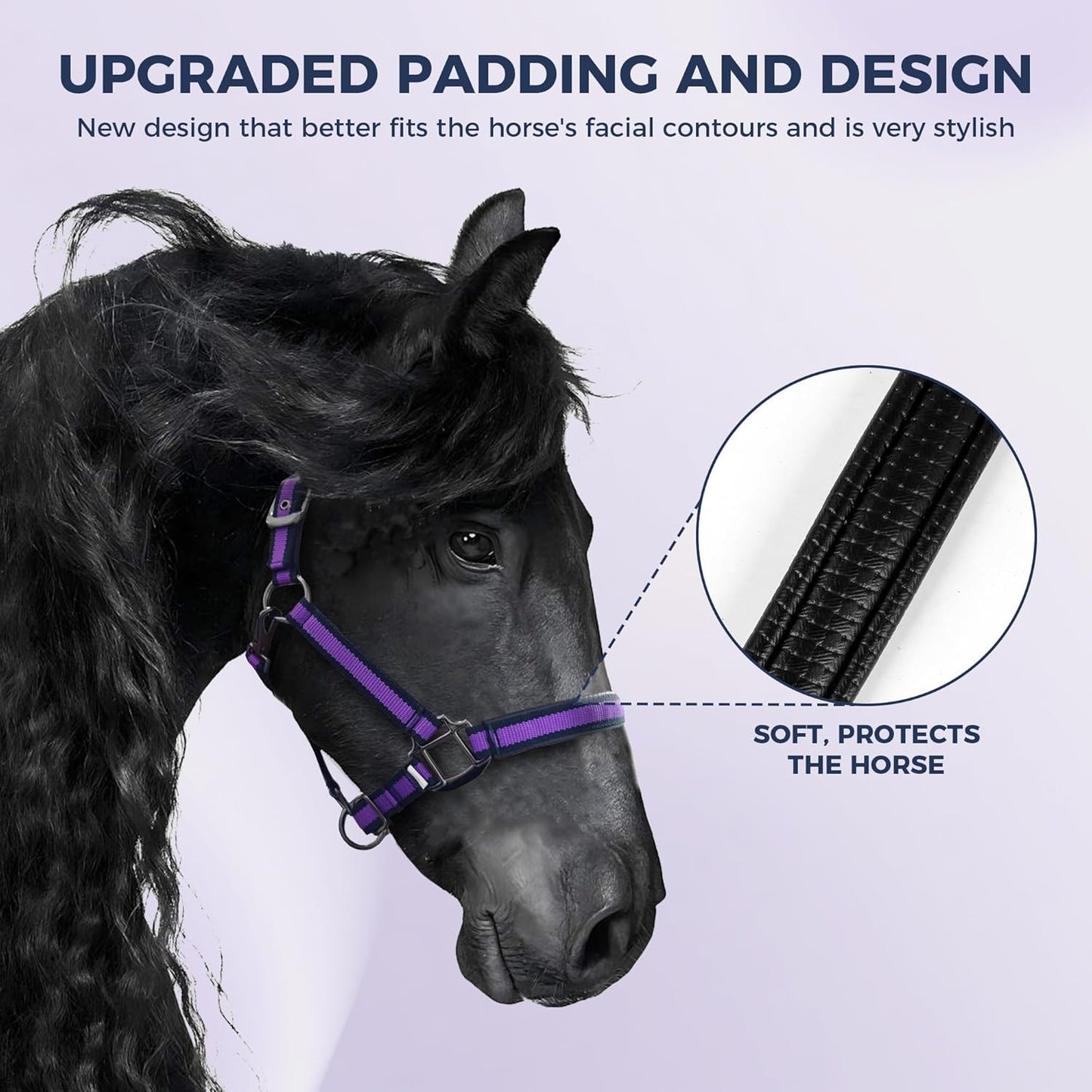 JWODVNTH Adjustable Horse Halter with PP Webbing, Durable Horse Halters with Zinc Alloy Hardware, Horses Training Equipment to Prevent Friction for Training, Competitions ＆ Daily