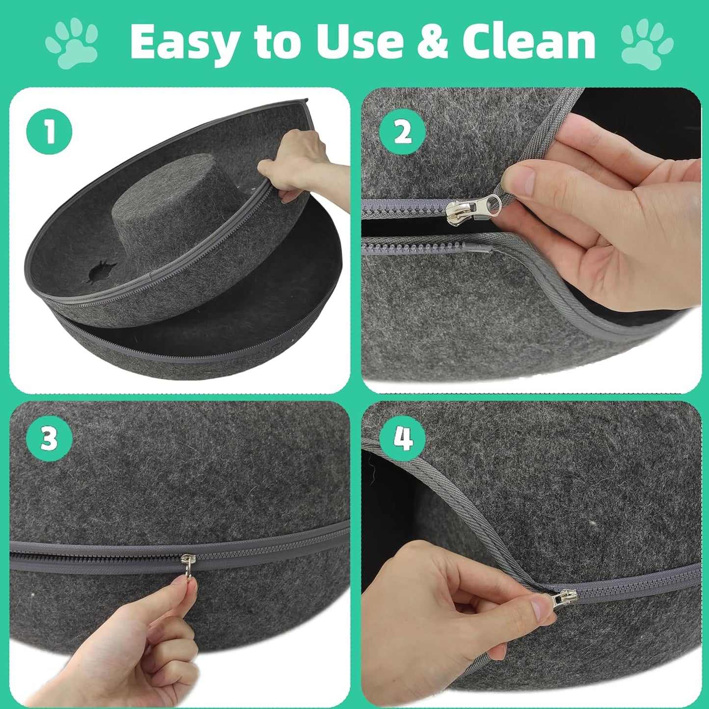 Donut Cat Tunnel Bed Peekaboo Cat Cave for Large Cats Up to 30 Lbs, Kitty Interactive Playing Tent House for Multiple Cats,Detachable,Scratch Resistant (Deep Gray, Large - 24 Inch Diameter)