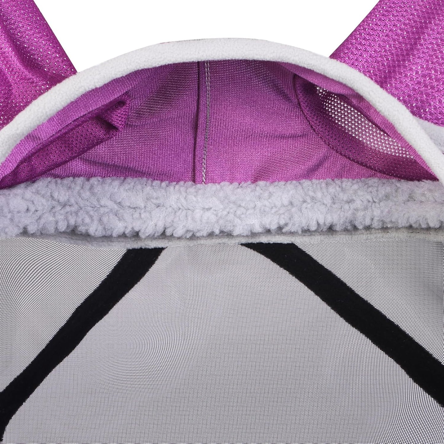 Harrison Howard CareMaster Pro Luminous Horse Fly Mask Large Eye Space Standard with Ears UV Protection for Horse Dark Magenta Medium Cob