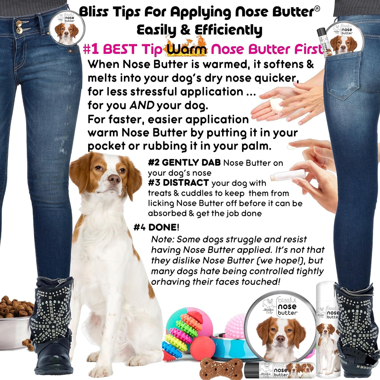 The Blissful Dog Brittany Spaniel Nose Butter for Dry, Cracked Skin, Lick-Safe Dog Nose Balm with Moisturizing Shea Butter, Almond, Olive, and Essential Oils, Pet Supplies, Uncented, 8 oz.